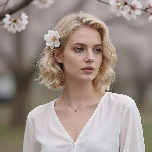 Blonde Woman with Mogra Flower Hair Accessory