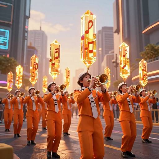 Cyberpunk Marching Band with Crystal Melodies