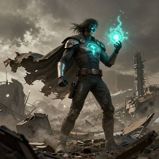 Post-Apocalyptic Lone Superhero Art