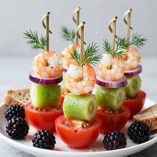 Colorful Appetizer Skewers with Fresh Ingredients
