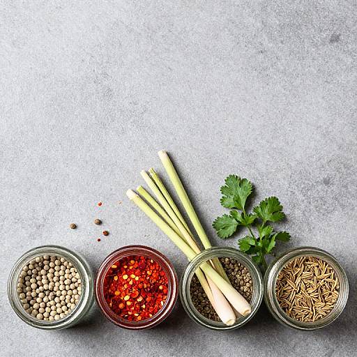 Assorted Spices in Jars on Stone