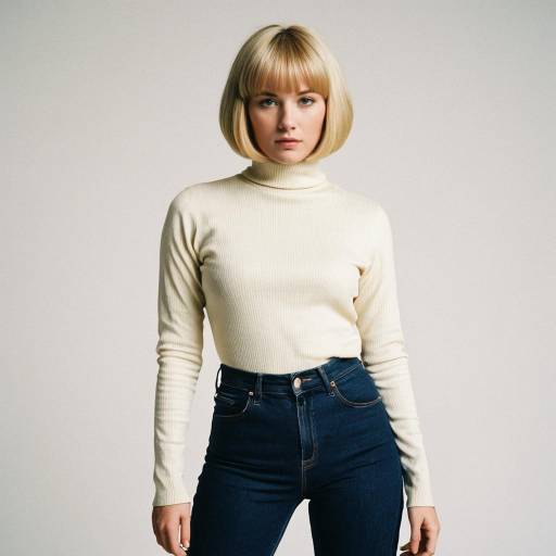 Blonde Bob Wig Costume with Turtleneck