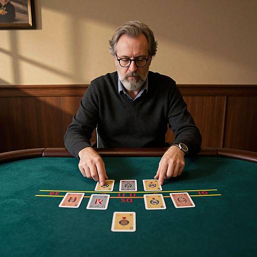 Older Man at Elegant Baccarat Table