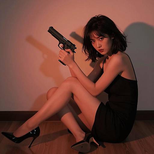 Intense Woman in Dramatic Lighting