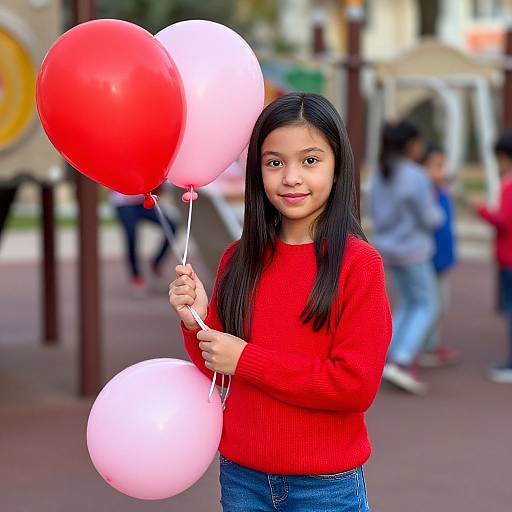 Smiling Filipino Girl with Balloons