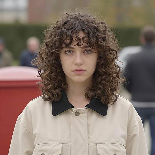 Young Woman Outdoors with Curly Hair
