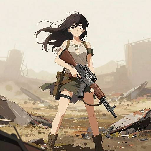 Post-Apocalyptic Anime Girl with Rifle