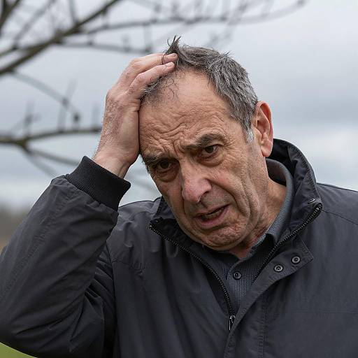 Pensive Middle-Aged Man in Dark Jacket