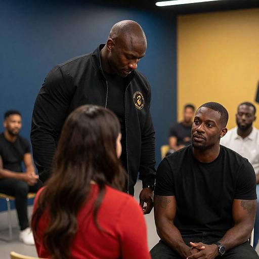 Bald Muscular Man In Modern Lounge