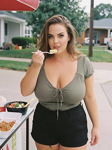 Plus-Size Woman Street Food Scene