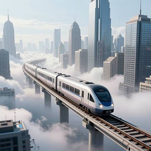 Futuristic Cyberpunk Elevated Train Scene