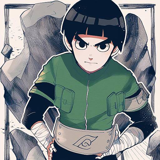 Illustration of Rock lee, naruto (series) in the style of Itomugi-kun