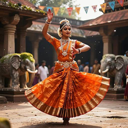 Graceful Odissi Dancer in Temple