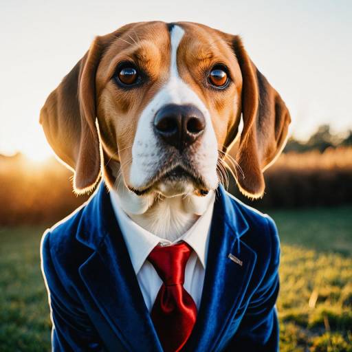 Playful Beagle in Velvet Suit Portrait Playful Beagle in Velvet Suit Portrait