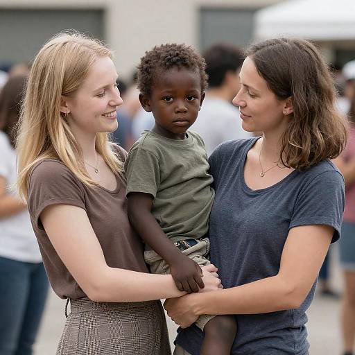 Family Portrait with Diverse Women and Boy