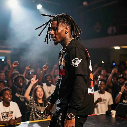 Energetic Black Rapper Performing Live