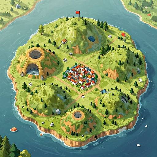 Hand-Drawn Island Adventure Map