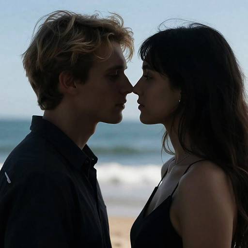 Intimate Silhouette of a Couple at Sea