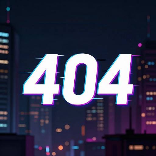 Glitchy Neon 404 Cyberpunk Logo