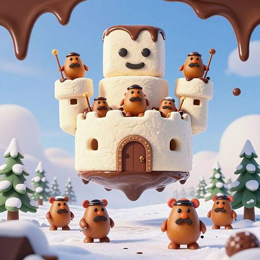 Whimsical 3D Marshmallow Fortress