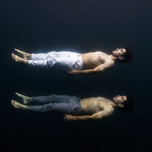 Underwater Scene with Two Shirtless Men