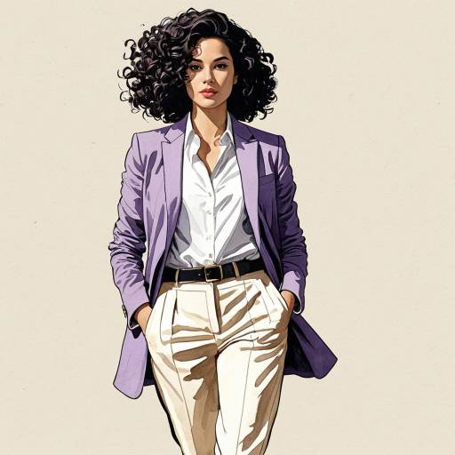 Stylish Woman in Lavender Blazer Illustration