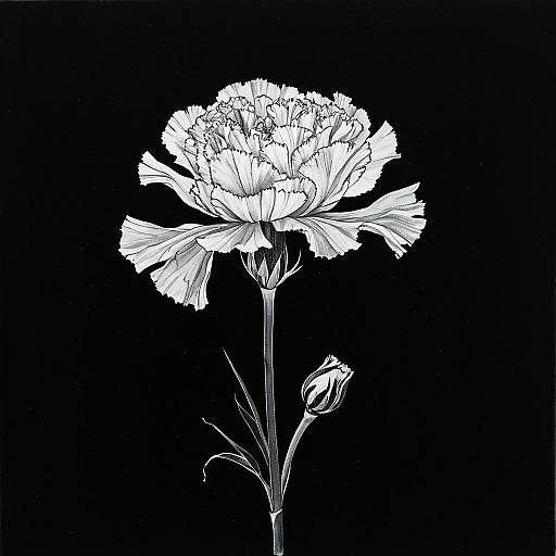 Minimalist Glowing Carnation Ink Wash