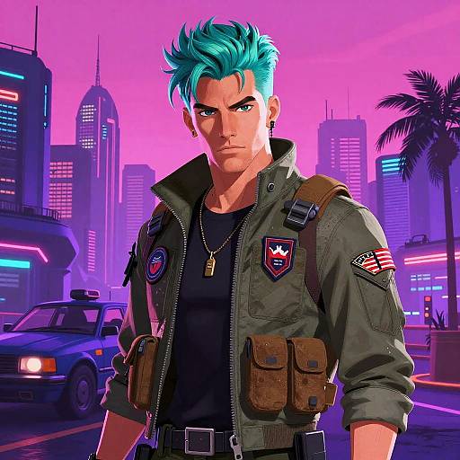 Retro-Futuristic Cyberpunk Male Portrait