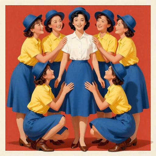 Cheerful Vintage Movie Poster Illustration