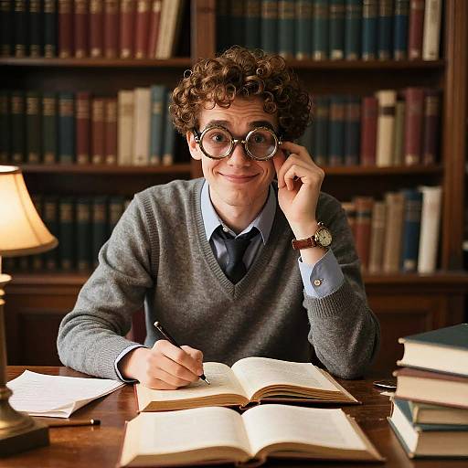 Quirky Nerdy Librarian in Steampunk Style
