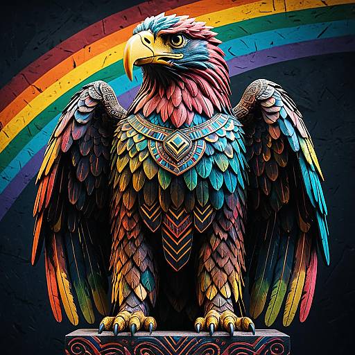Ultra-realistic Guardian Eagle Statue with Tribal Patterns