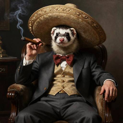 1950s Mob Boss Ferret Portrait