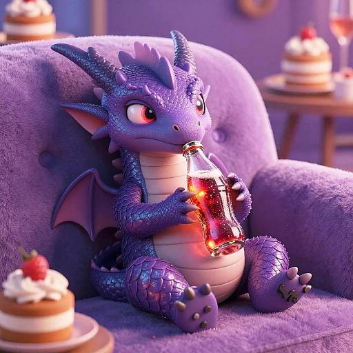 Cozy Purple Dragonling with Soda