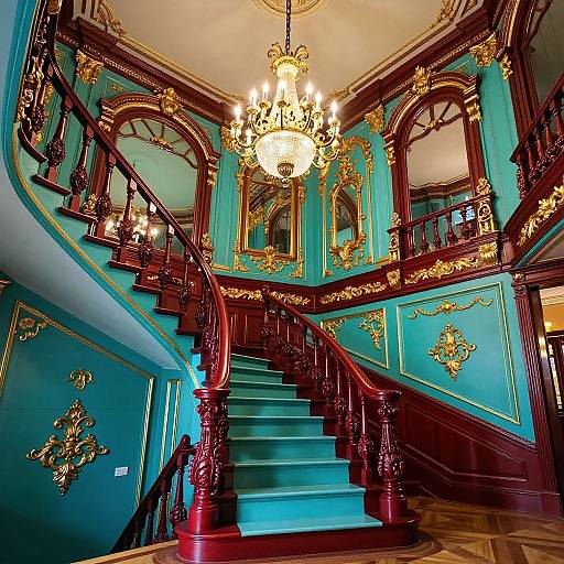 Luxurious Victorian Interior with Ornate Staircase