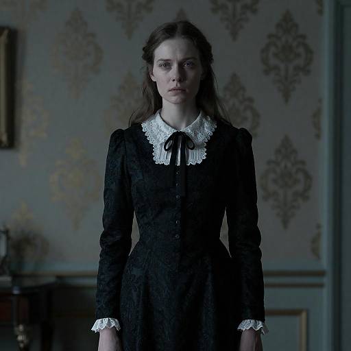 Melancholic Victorian Portrait in Blue-Gray