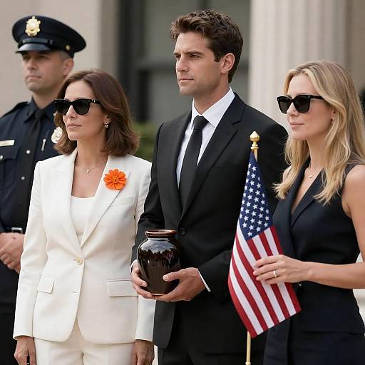 Formal Group Portrait with Flag and Jar