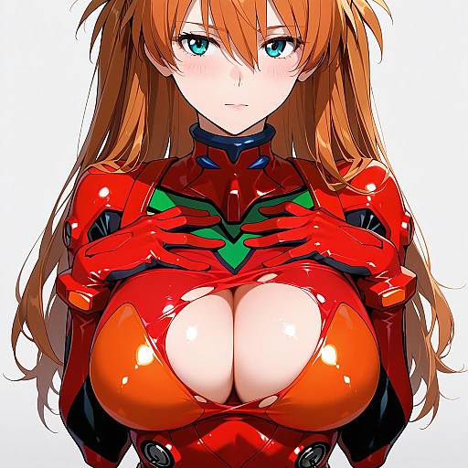 Asuka's Striking Pose in Plugsuit