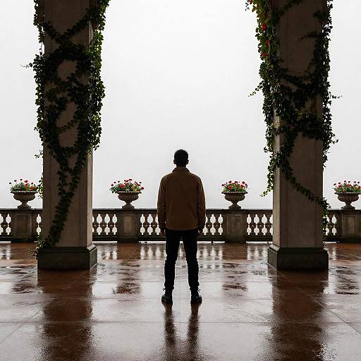 Serene Reflection in Courtyard Ambiance