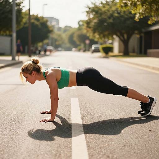 Determined Woman Exercising Outdoors