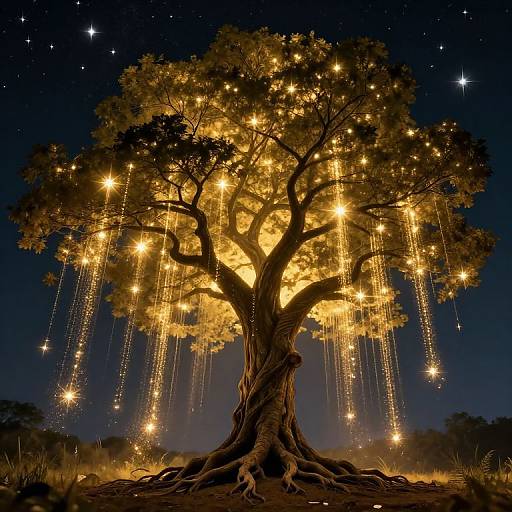 Majestic Tree Bridging Earth and Stars