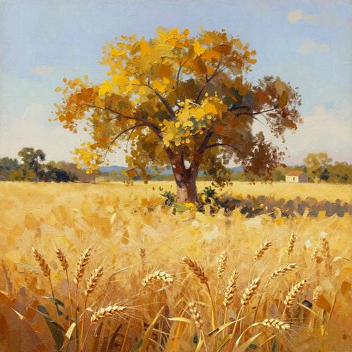 Whispering Pines in Golden Wheat Field
