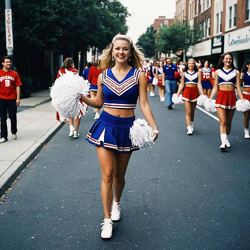 Grease-Inspired Cheerleader Costume Street Walk