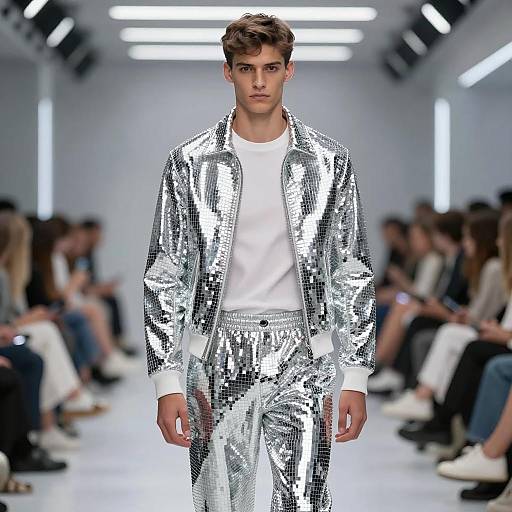 Futuristic Fashion Runway in Disco Style