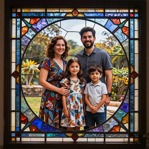 Family Portrait Stained Glass Art