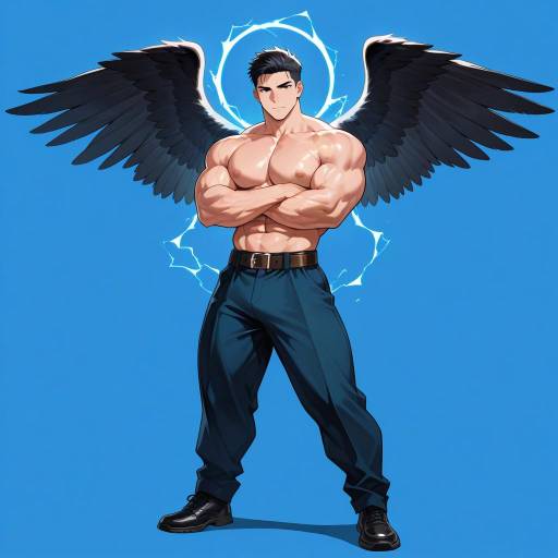 Triumphant Muscular Man with Electrokinesis Triumphant Muscular Man with Electrokinesis