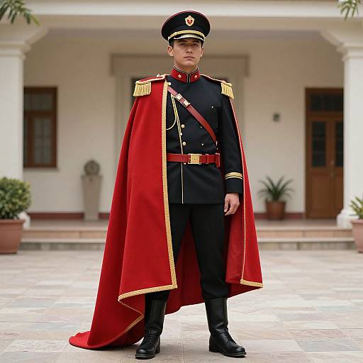 Male Captain in Uniform Courtyard