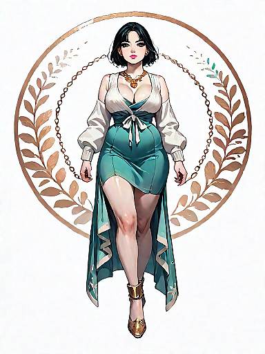 Stylish Woman in Gingham Mini Slip Dress and Cardigan