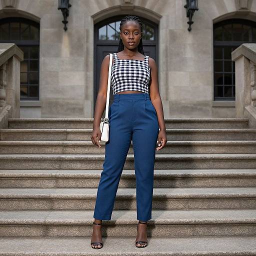 Confident Black Woman on Stone Staircase