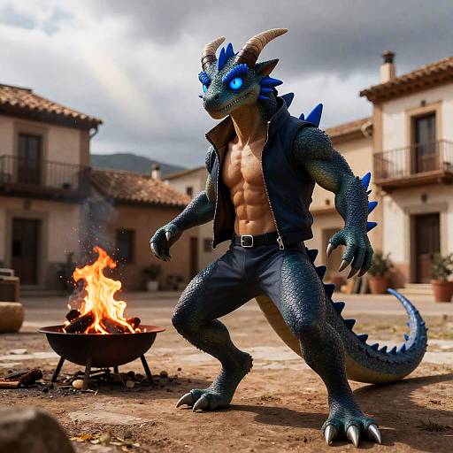 Athletic Anthro Secret Agent Dragon