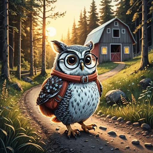 Whimsical Owl Trekking at Sunset Whimsical Owl Trekking at Sunset